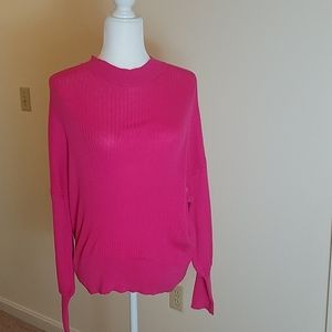 Express pink ribbed mock neck long sleeve …